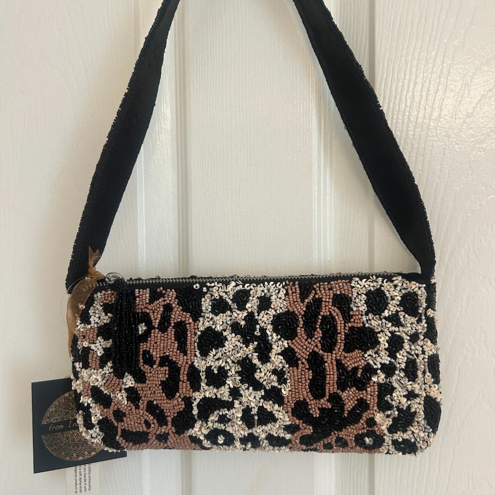 Handcrafted in India Beaded Cheetah Leopard Bag Tik Tok New Release RARE NWT